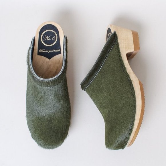 No.6 Old School Clog Mid Heel in Forest Pony, 39 - Picture 4 of 14